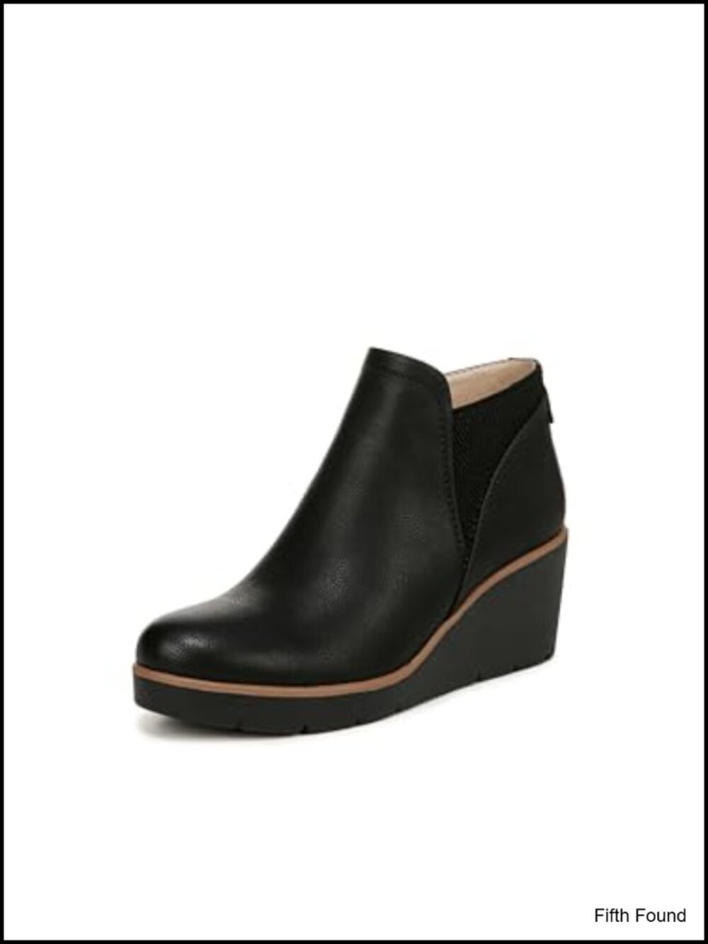 Water Repellent Faux Leather Ankle Bootie Wedge Boot with Memory Foam